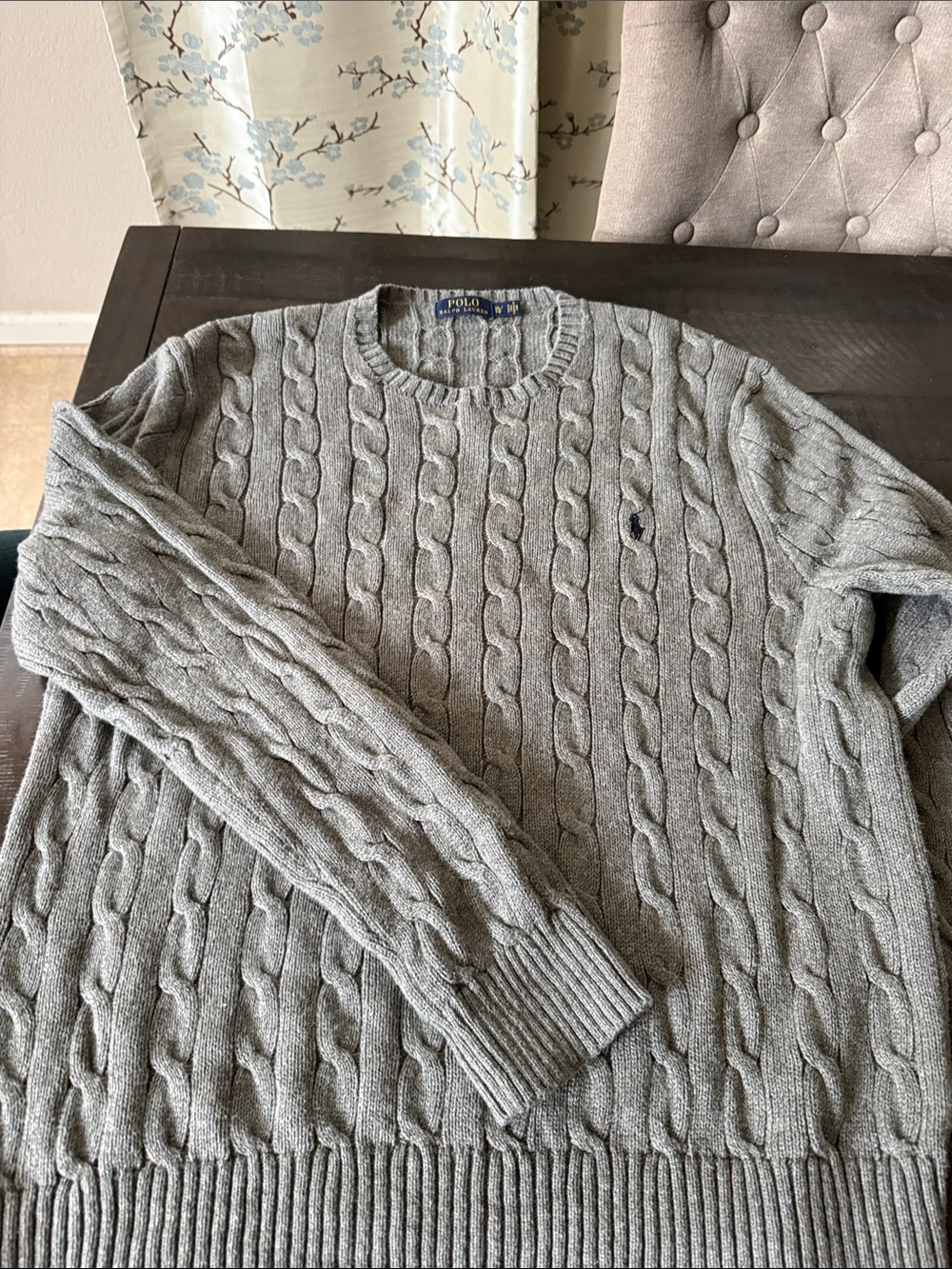 Polo by Ralph Lauren Gray Cable Knit Crewneck Sweater Unisex